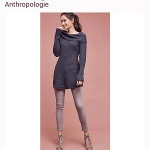 Anthropologie Angel of the North Rosie Cowlneck Sweater Navy Blue Size Medium